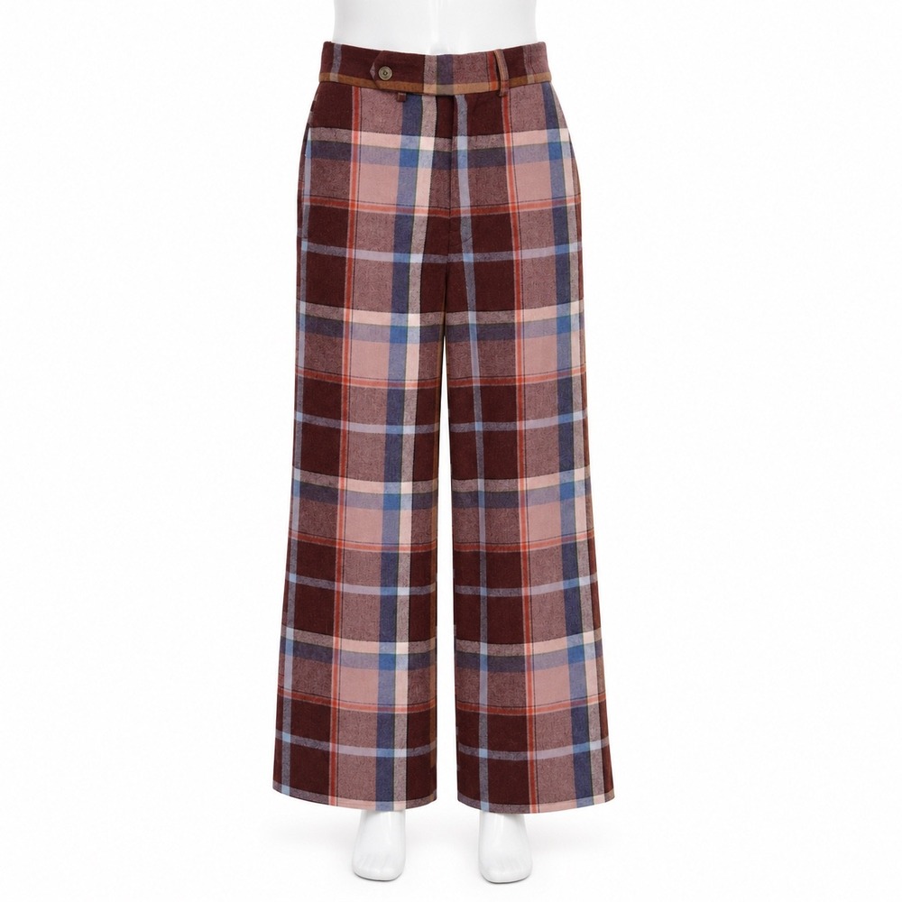 Urban Outfitters UO Plaid Wide Leg Trousers Pants Women's 2 High Rise Ankle